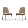 Courding Tan and Walnut Faux Leather Dining Chair (Set of 2)