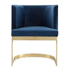 Aura Royal Blue and Polished Brass Velvet Dining Chair (Set of 2) MHC-2-DC026-BL