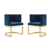 Aura Royal Blue and Polished Brass Velvet Dining Chair (Set of 2)