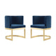 Aura Royal Blue and Polished Brass Velvet Dining Chair (Set of 2)