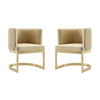 Aura Sand and Polished Brass Velvet Dining Chair (Set of 2)