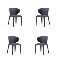 Conrad Modern Woven Tweed Dining Chair in Black (Set of 4)