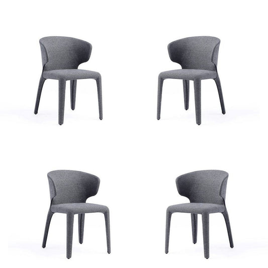 Conrad Modern Woven Tweed Dining Chair in Grey (Set of 4)