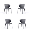 Conrad Modern Woven Tweed Dining Chair in Grey (Set of 4)