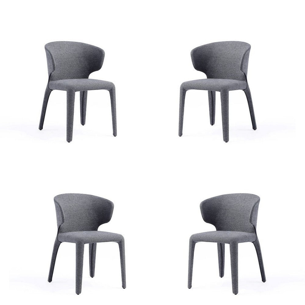 Conrad Modern Woven Tweed Dining Chair in Grey (Set of 4)