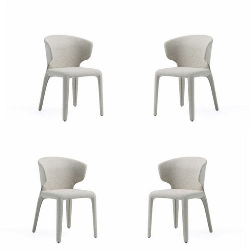 Conrad Modern Woven Tweed Dining Chair in Wheat (Set of 4)