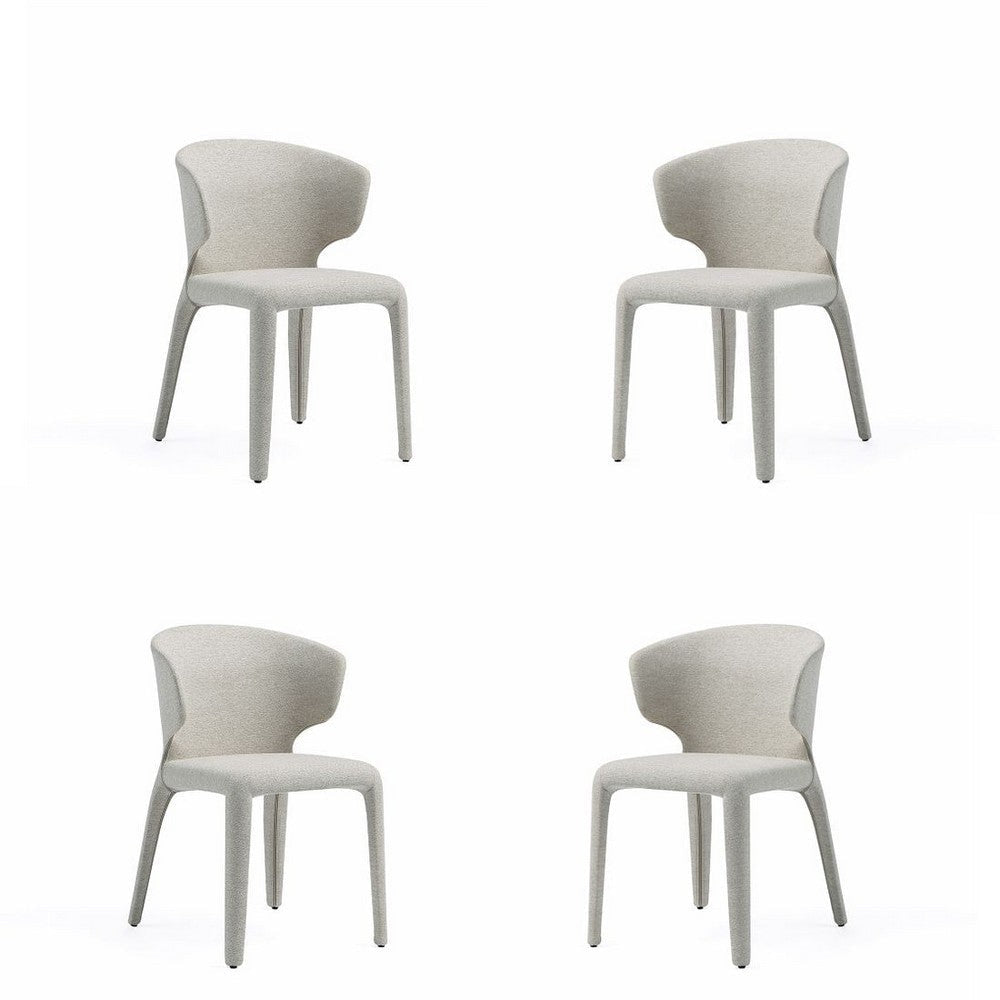 Conrad Modern Woven Tweed Dining Chair in Wheat (Set of 4)