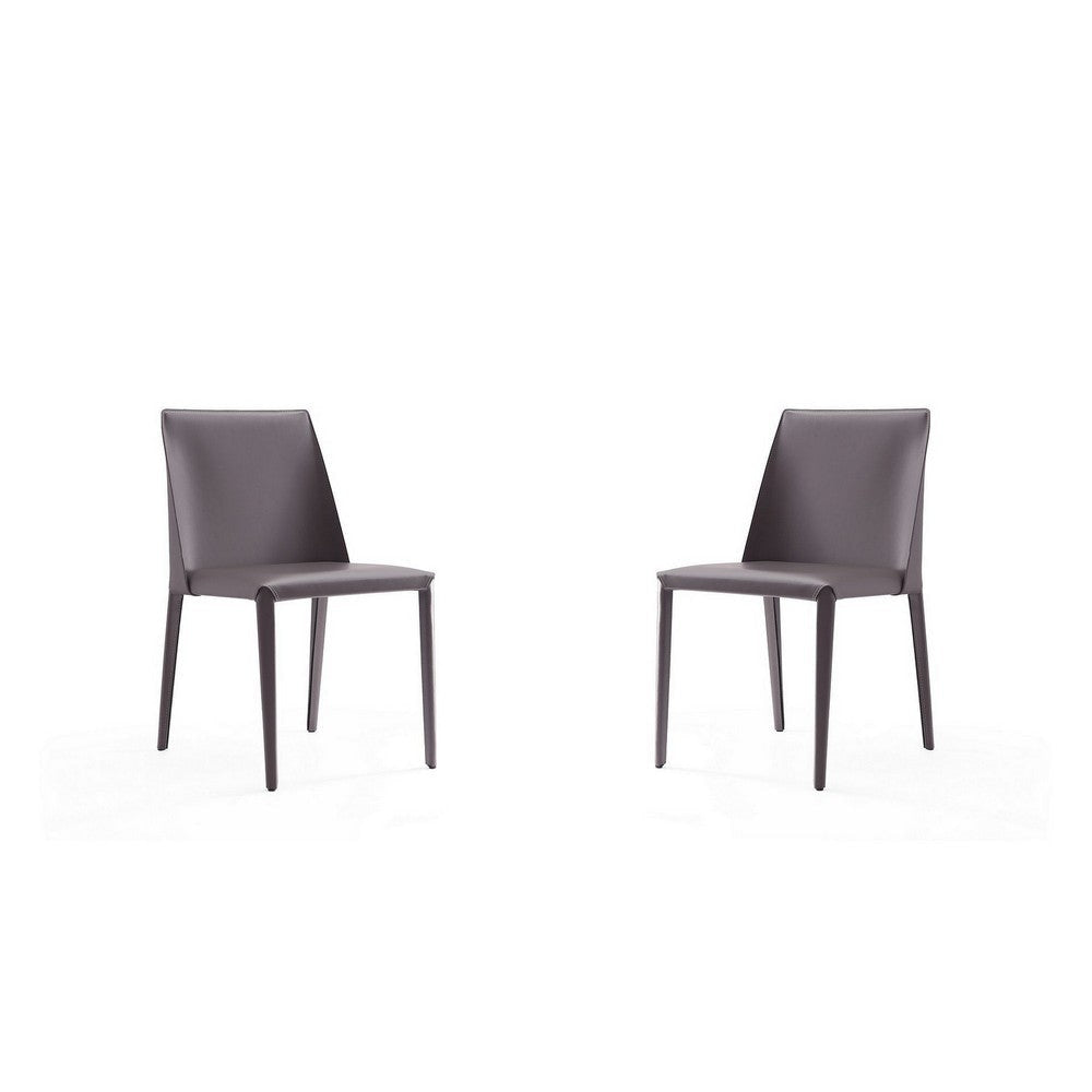 Paris Grey Saddle Leather Dining Chair (Set of 4)