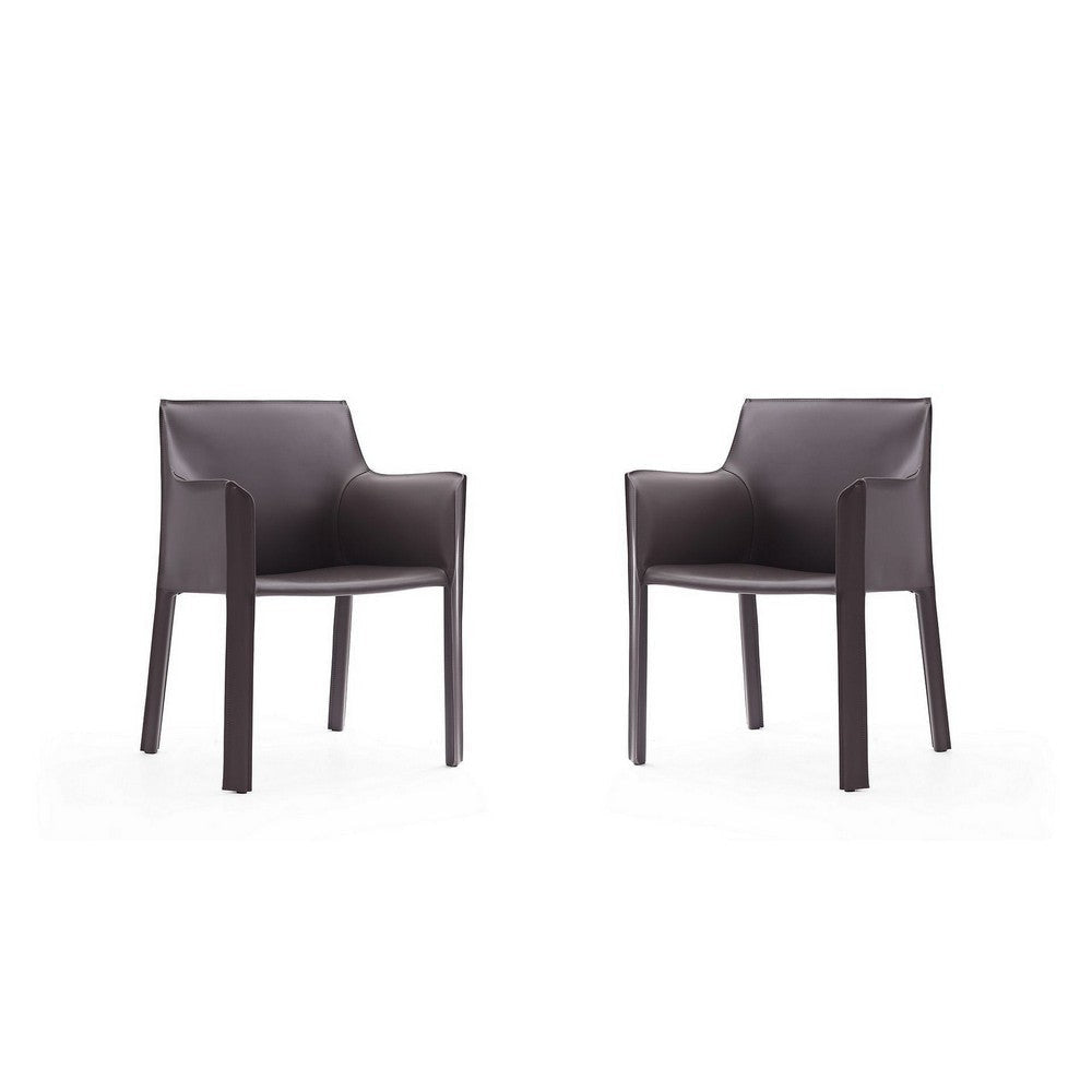 Vogue Grey Faux Leather Arm Chair (Set of 2)
