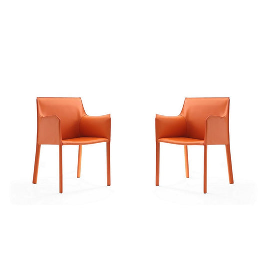 Paris Coral Saddle Leather Armchair (Set of 2)