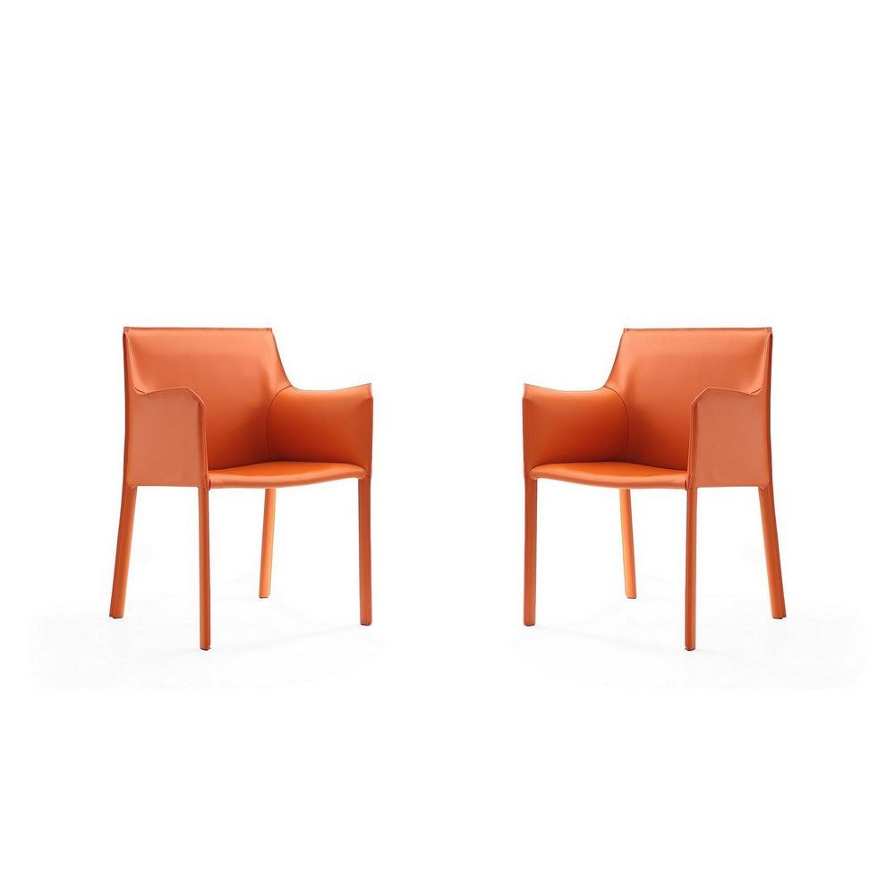 Paris Coral Saddle Leather Armchair (Set of 2)