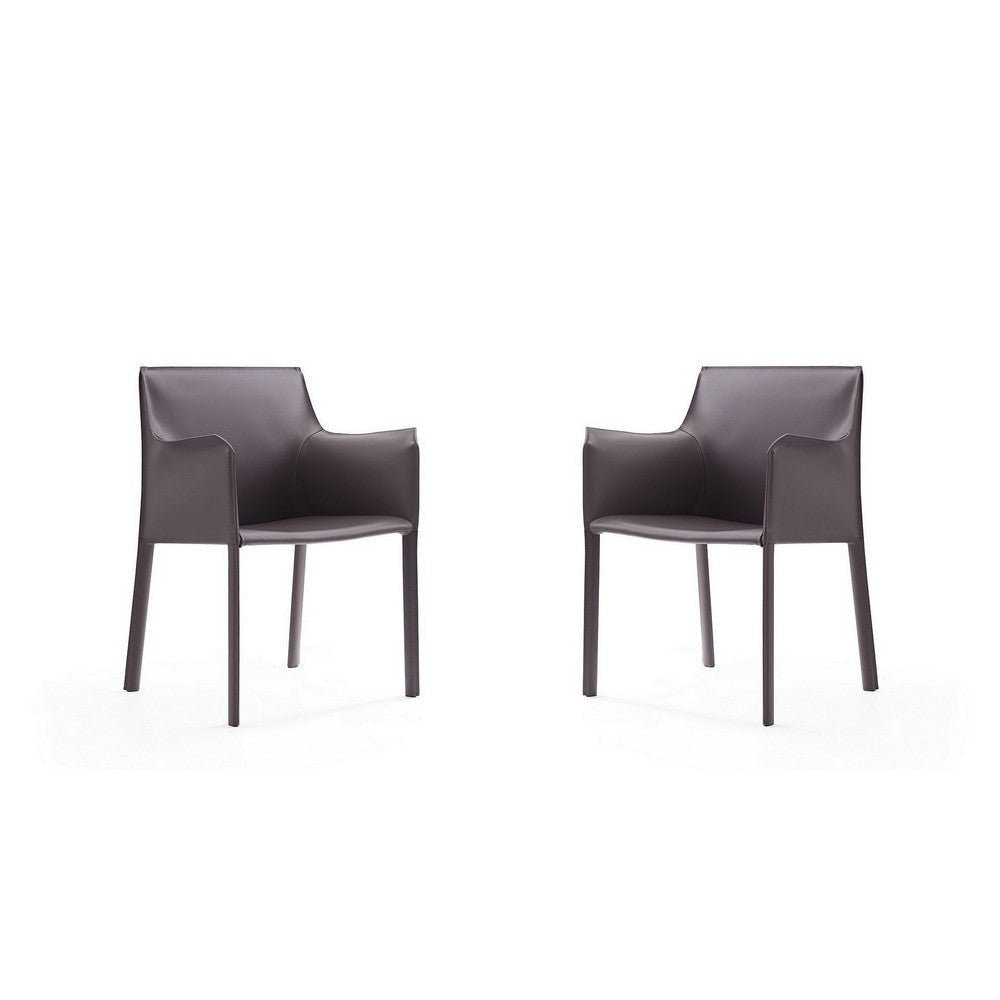Paris Grey Saddle Leather Armchair (Set of 2)