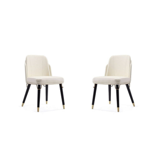 Estelle Cream and Black Faux Leather Dining Chair (Set of 2)
