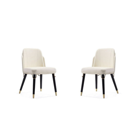 Estelle Cream and Black Faux Leather Dining Chair (Set of 2)