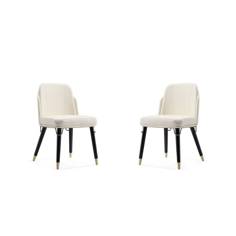 Estelle Cream and Black Faux Leather Dining Chair (Set of 2)