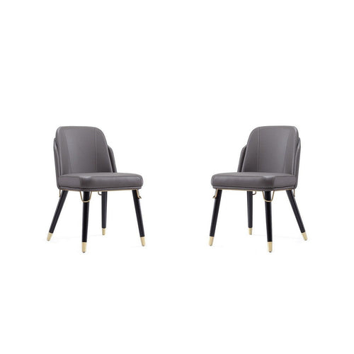 Estelle Pebble and Black Faux Leather Dining Chair (Set of 2)