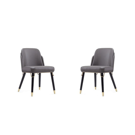 Estelle Pebble and Black Faux Leather Dining Chair (Set of 2)