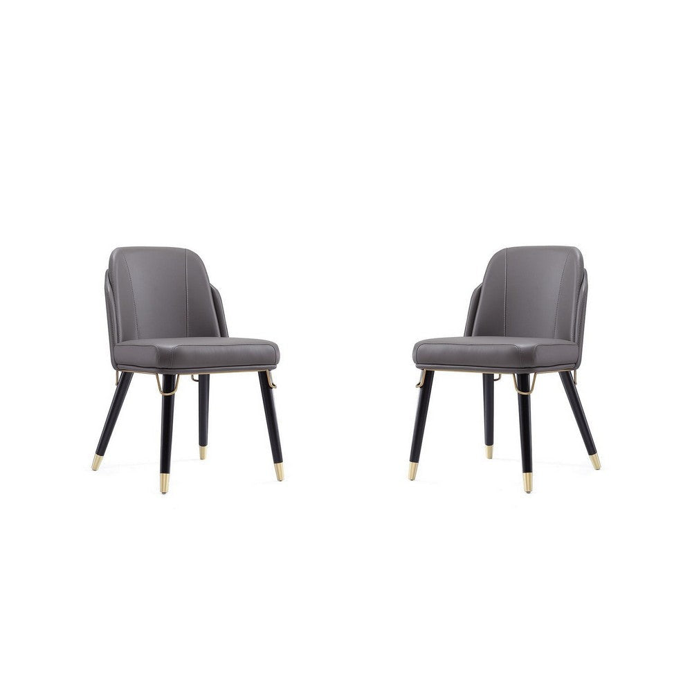 Estelle Pebble and Black Faux Leather Dining Chair (Set of 2)
