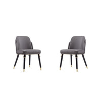 Estelle Pebble and Black Faux Leather Dining Chair (Set of 2)