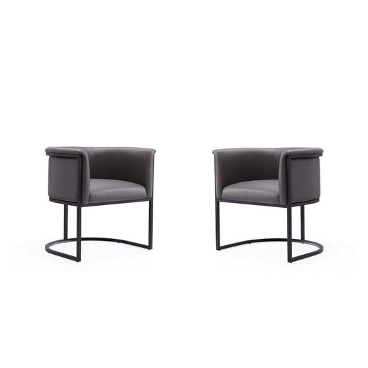 Bali Pebble and Black Faux Leather Dining Chair (Set of 2)