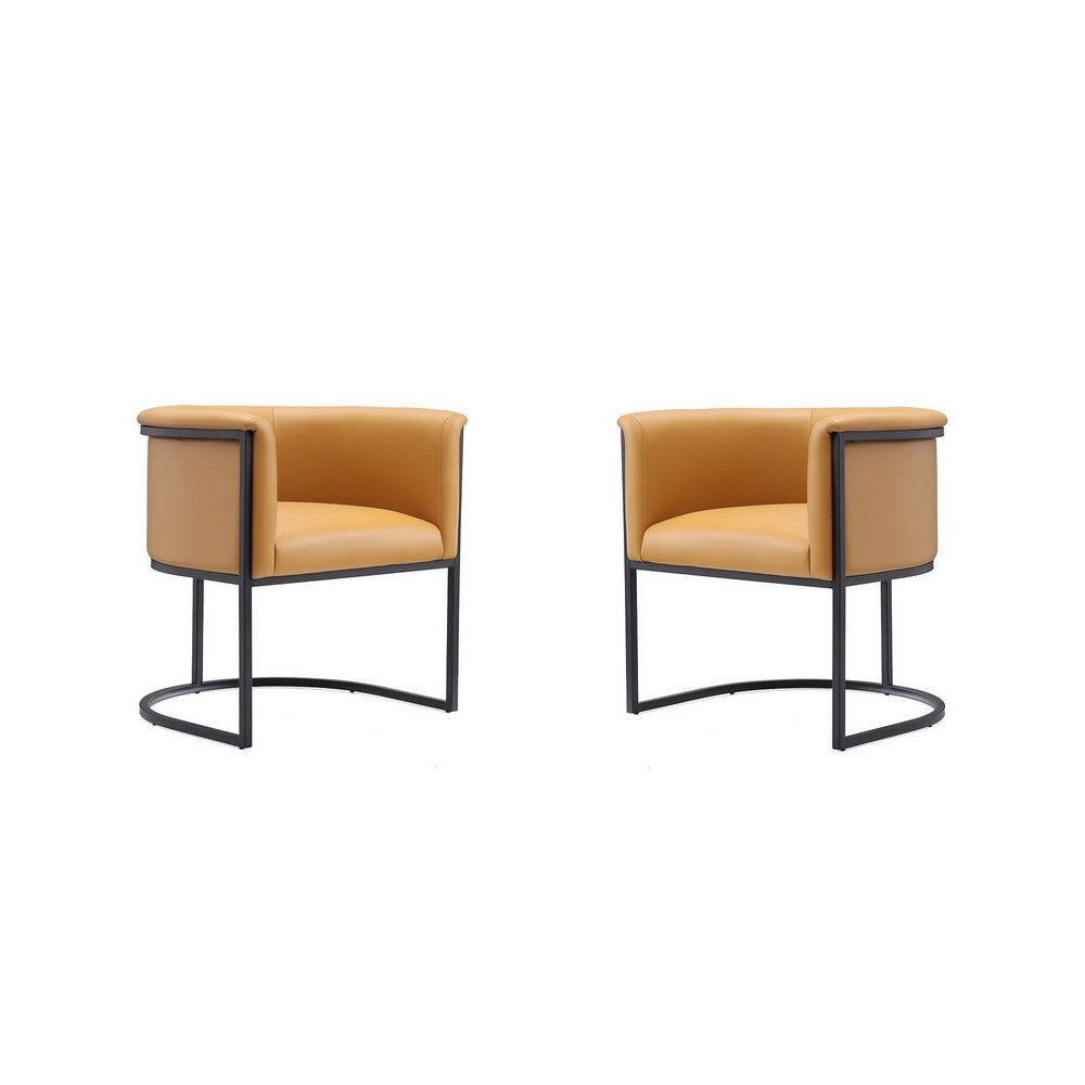 Bali Saddle and Black Faux Leather Dining Chair (Set of 2)