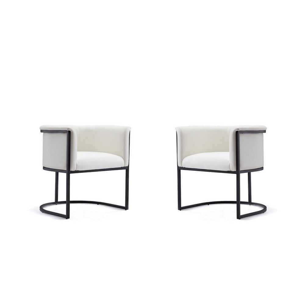 Bali White and Black Faux Leather Dining Chair (Set of 2)