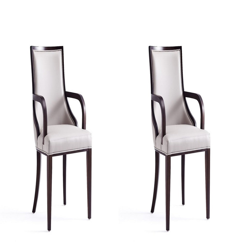 Grand Faux Leather Dining Armchair - Set of 2 in Light Grey