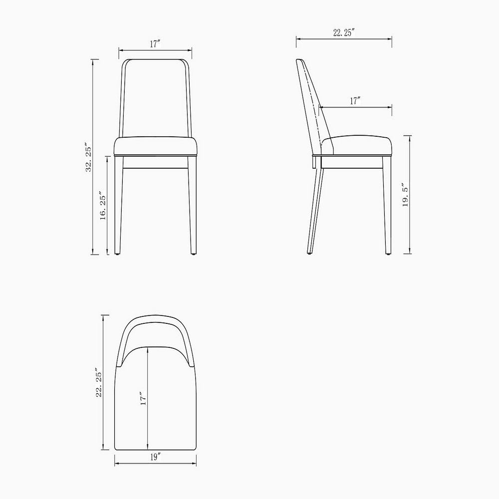 Gansevoort Modern Faux Leather Dining Chair in Pebble Grey (Set of 4) MHC-2-DC051-PE