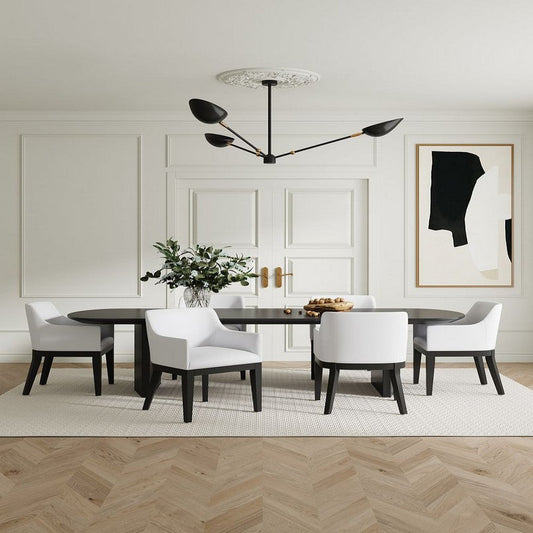 Gansevoort Modern Faux Leather Dining Armchair in Cream (Set of 2)