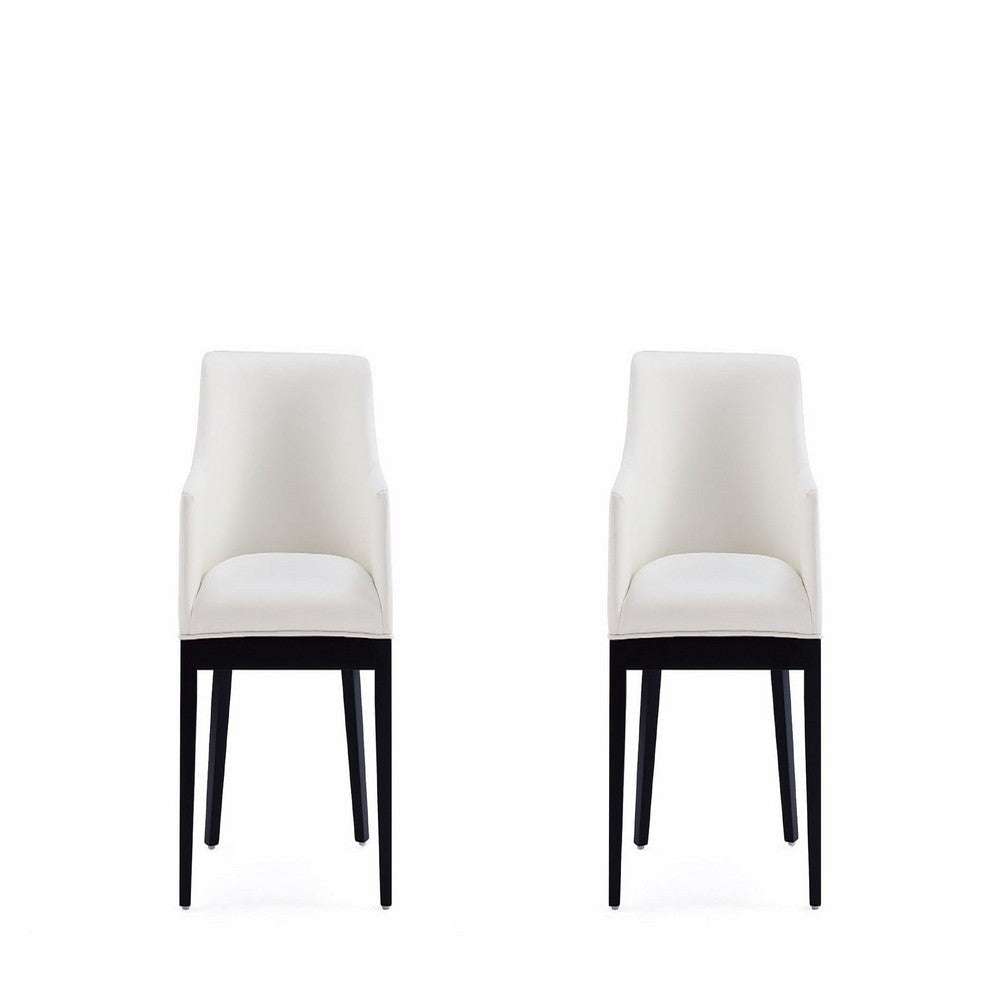 Gansevoort Modern Faux Leather Dining Armchair in Cream (Set of 2)