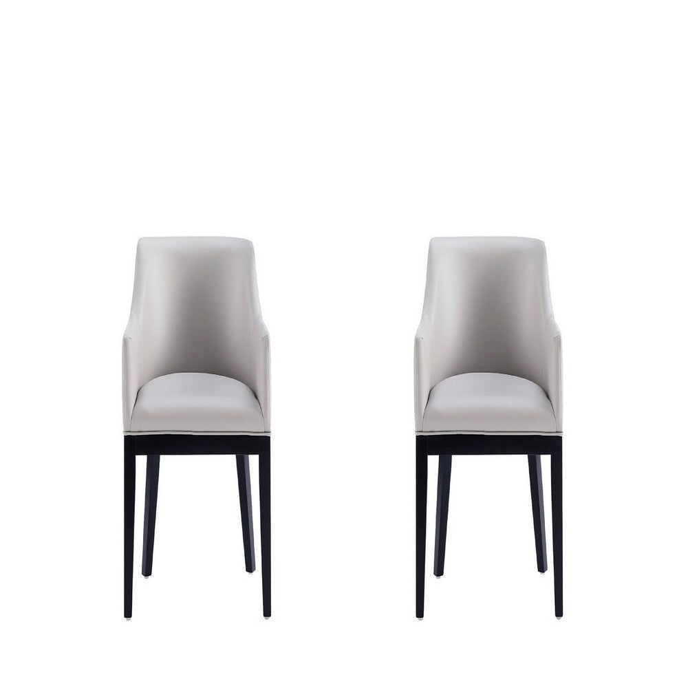 Gansevoort Modern Faux Leather Dining Armchair in Light Grey (Set of 2)