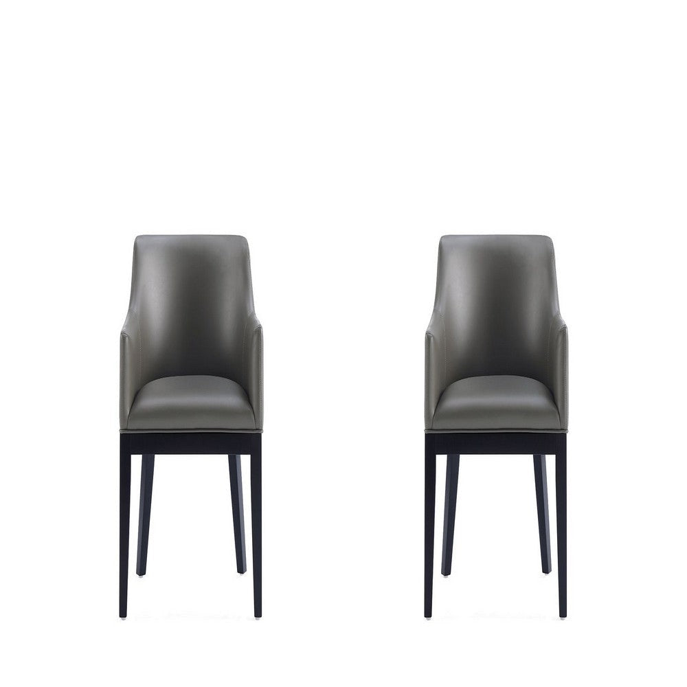 Gansevoort Modern Faux Leather Dining Armchair in Pebble Grey (Set of 2)