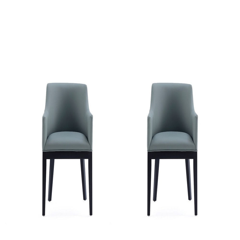 Gansevoort Modern Faux Leather Dining Armchair in Pewter (Set of 2)
