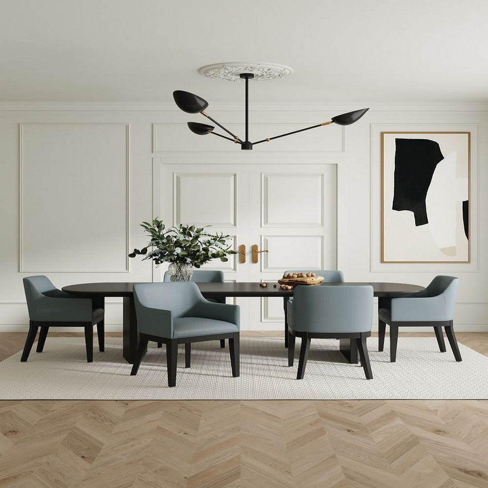 Gansevoort Modern Faux Leather Dining Armchair in Pewter (Set of 2)