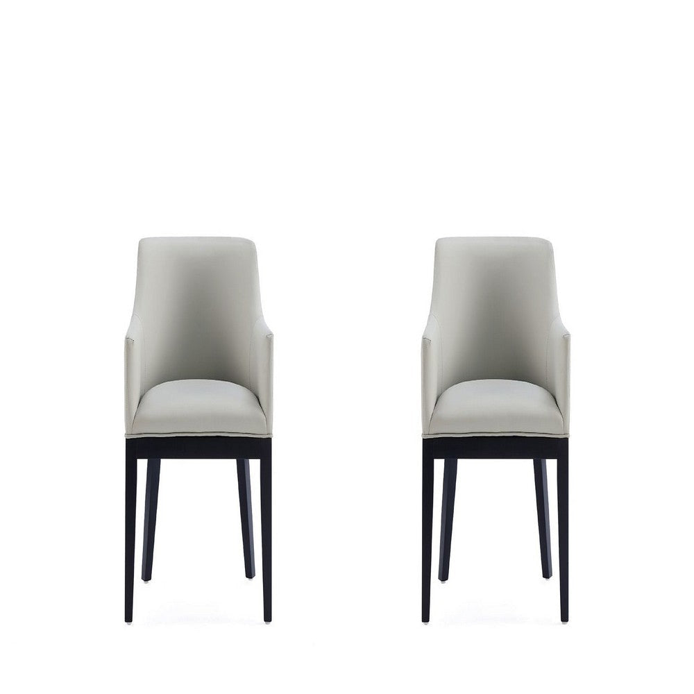 Gansevoort Modern Faux Leather Dining Armchair in Stone Grey (Set of 2)