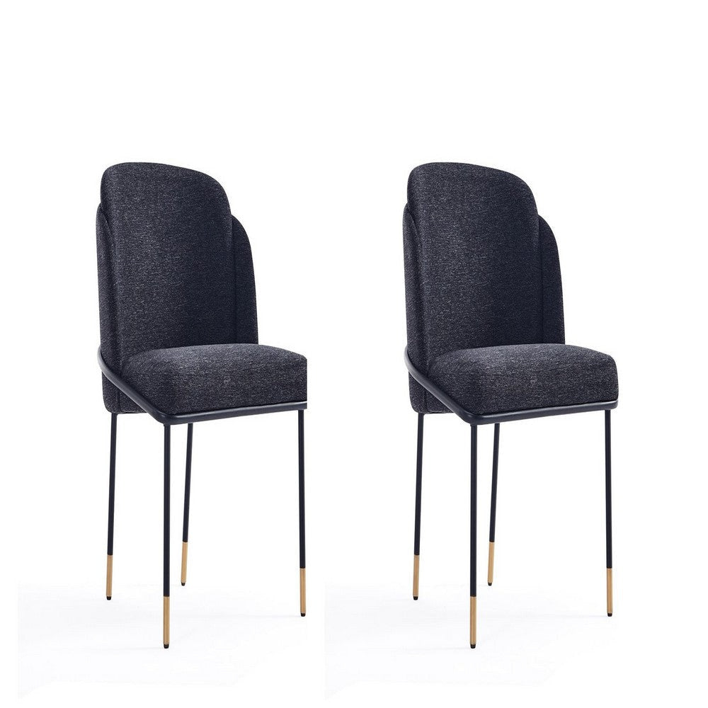 Flor Fabric Dining Chair - Set of 2 in Black