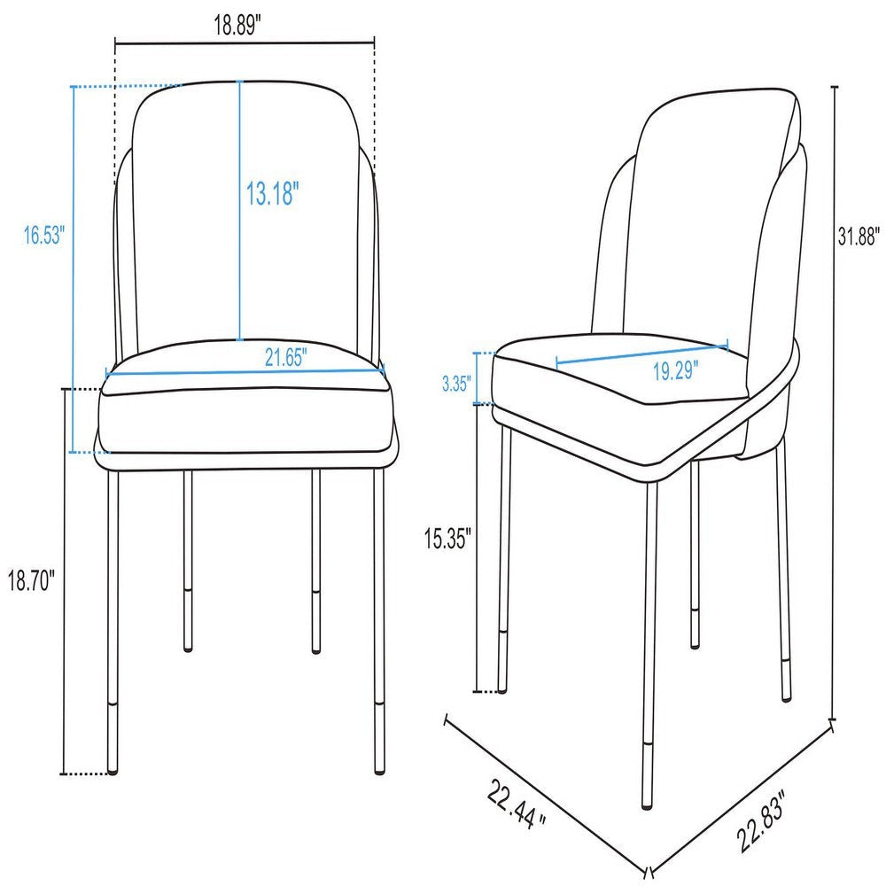Flor Fabric Dining Chair - Set of 2 in Grey MHC-2-DC052-GY