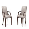 Shubert Modern Faux Leather and Velvet Dining Armchair in Light Grey (Set of 2)