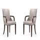 Shubert Modern Faux Leather and Velvet Dining Armchair in Light Grey (Set of 2)
