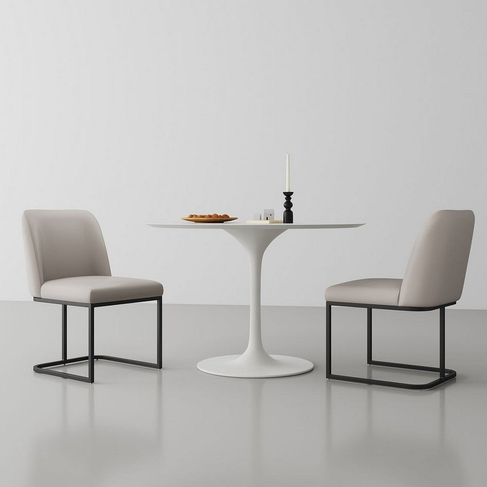 Serena Faux Leather Dining Chair in Light Grey (Set of 2)