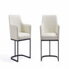 Modern Serena Dining Armchair Upholstered in Leatherette with Steel Legs in Cream - Set of 2