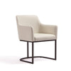 Modern Serena Dining Armchair Upholstered in Leatherette with Steel Legs in Cream - Set of 2 MHC-2-DC056AR-CR