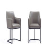 Modern Serena Dining Armchair Upholstered in Leatherette with Steel Legs in Grey - Set of 2