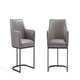 Modern Serena Dining Armchair Upholstered in Leatherette with Steel Legs in Grey - Set of 2
