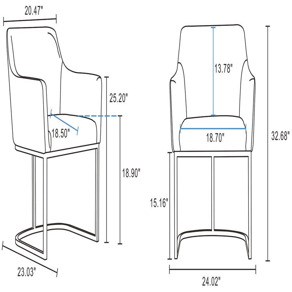 Modern Serena Dining Armchair Upholstered in Leatherette with Steel Legs in Grey - Set of 2 MHC-2-DC056AR-GY