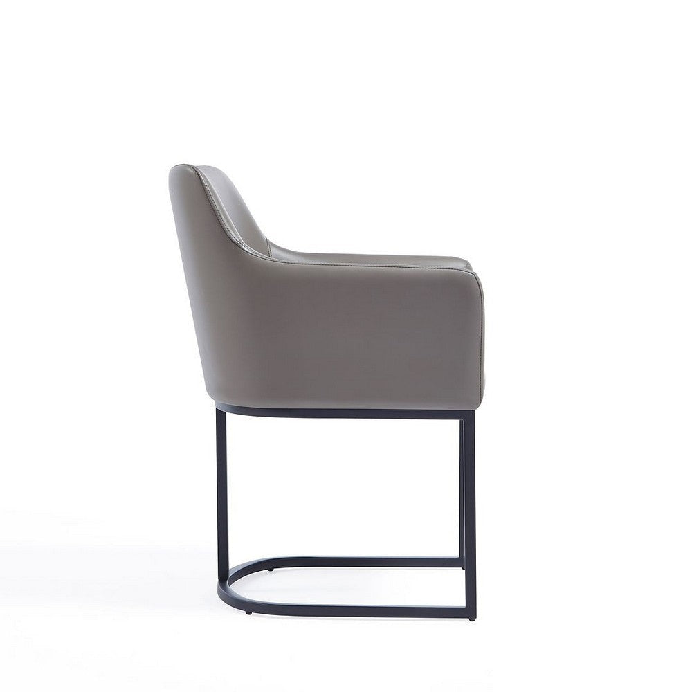 Modern Serena Dining Armchair Upholstered in Leatherette with Steel Legs in Grey - Set of 2 MHC-2-DC056AR-GY