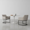 Modern Serena Dining Armchair Upholstered in Leatherette with Steel Legs in Light Grey - Set of 2
