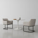 Modern Serena Dining Armchair Upholstered in Leatherette with Steel Legs in Light Grey - Set of 2