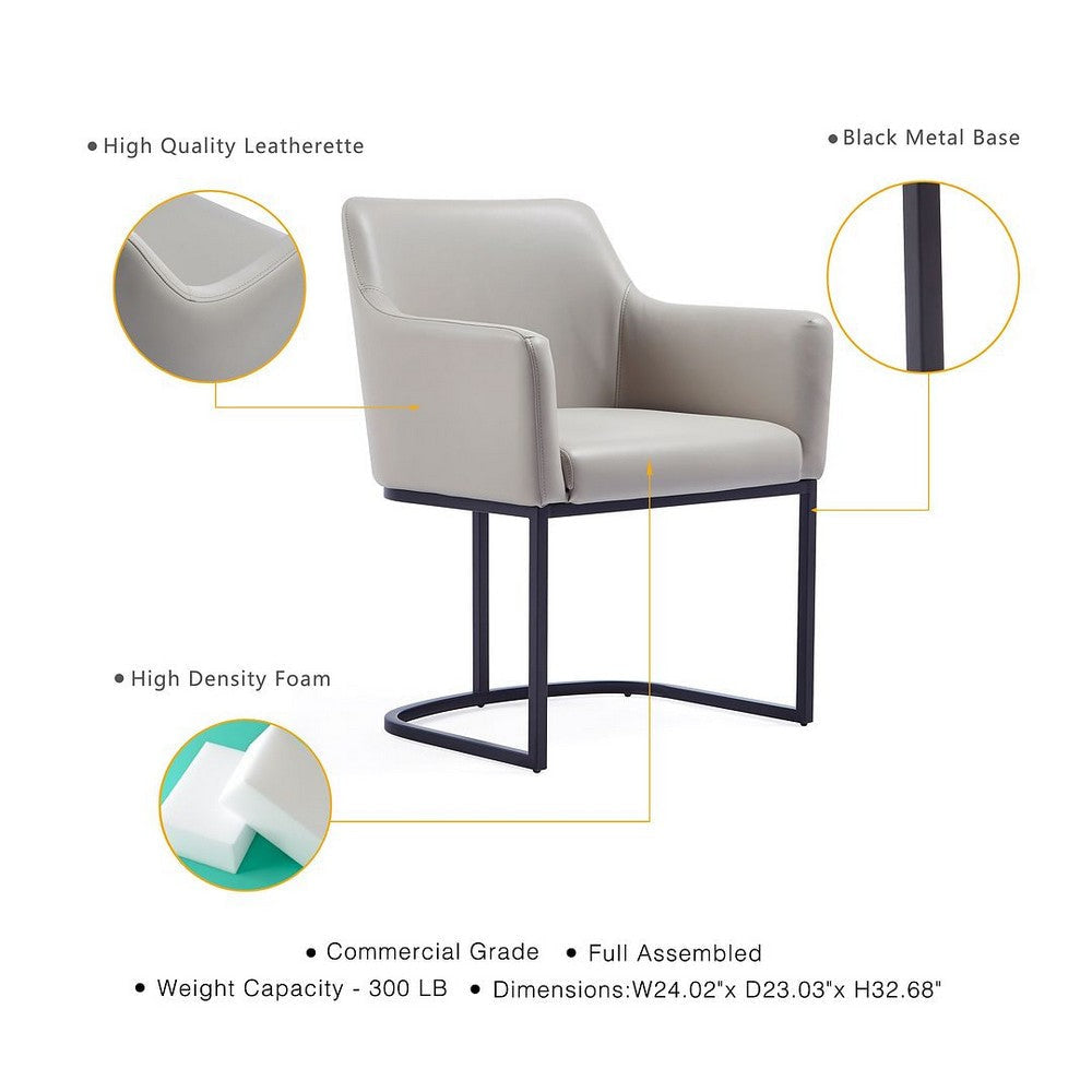 Modern Serena Dining Armchair Upholstered in Leatherette with Steel Legs in Light Grey - Set of 2 MHC-2-DC056AR-LG