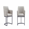 Modern Serena Dining Armchair Upholstered in Leatherette with Steel Legs in Light Grey - Set of 2
